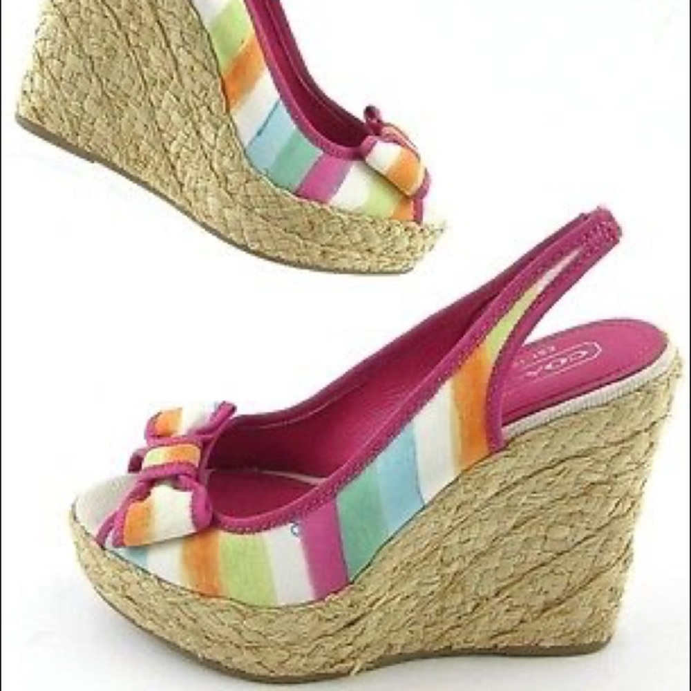 Coach Striped Wedges - Picture 1 of 2